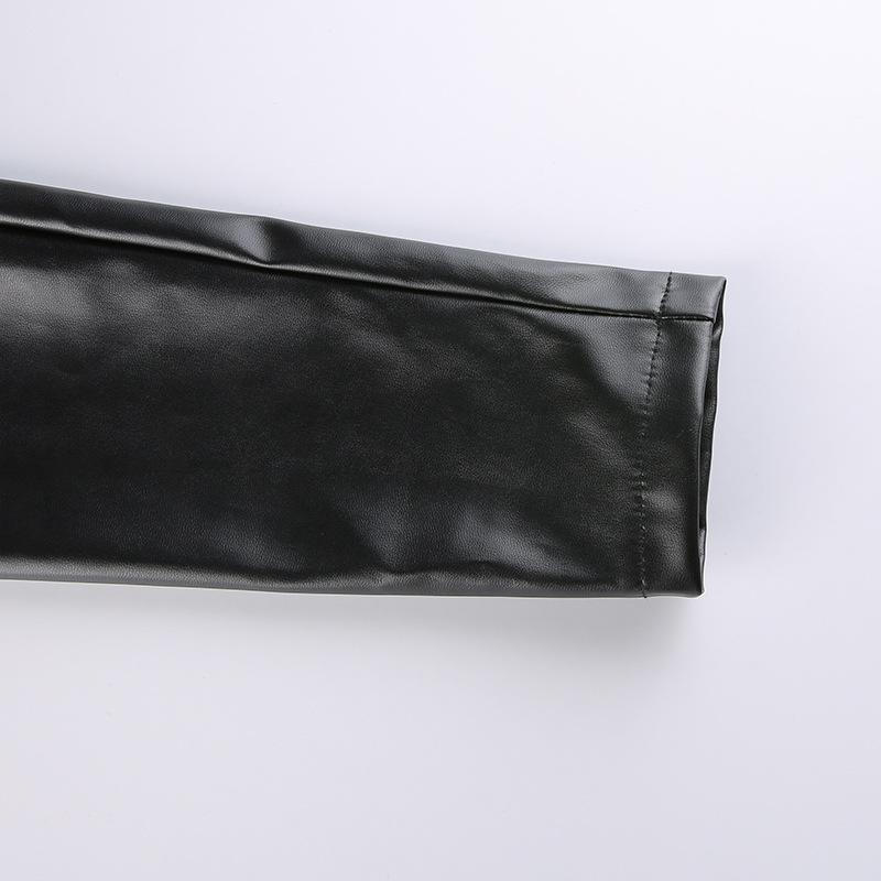 Необычная куртка из искусственной кожи, женская полая на одно плечо, металлическая регулируемая пряжка, универсальное укороченное пальто, уличная одежда, топ в стиле хип-хоп