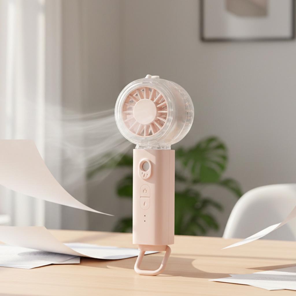 Rechargeable Mini Portable Fan: Long-Lasting, Quiet Turbine for Cool and Humidifying Experience
