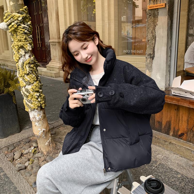 Новое зимнее модное универсальное хлопковое пальто с воротником-стойкой, хлопковая куртка, модная простая женская куртка