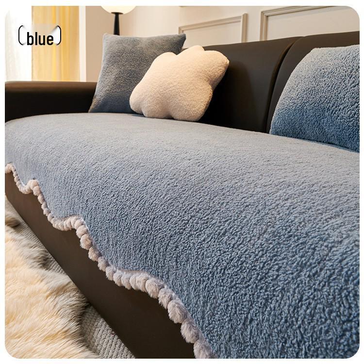 Нескользящий чехол на диван из шерсти ягненка: Толстая, цельная подушка для осени и зимы