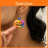 Creative Halloween Themed Colorful Pumpkin Pattern Women Acrylic Earrings For Party Fashion Accessories