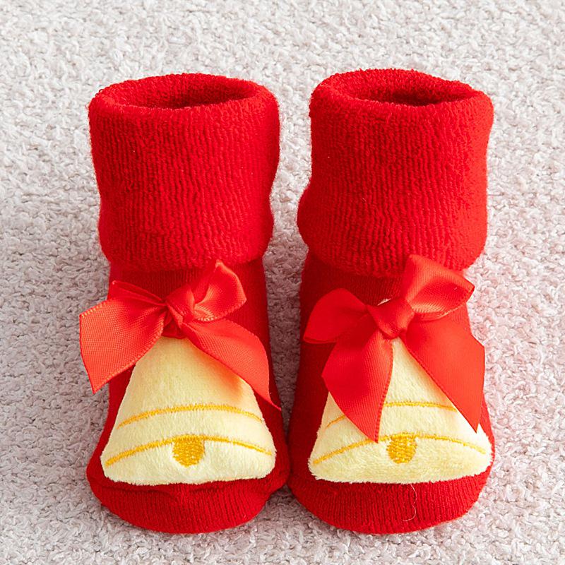 Christmas Infant Non-Slip Cotton Socks: Thick Terry Fruit Doll Design for Newborns