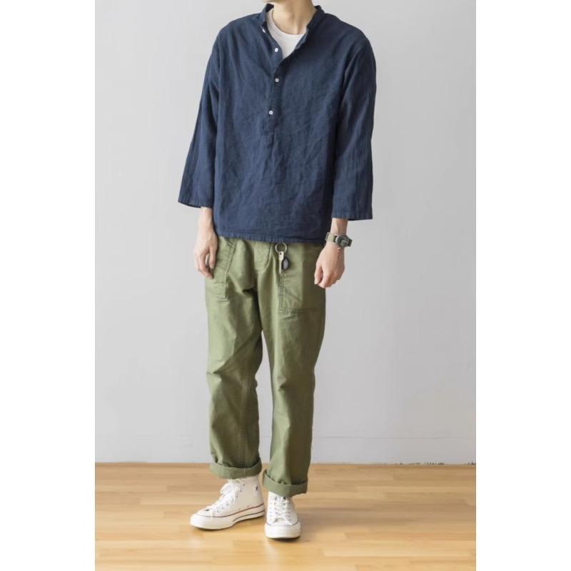 Новые однотонные топы с длинным рукавом без воротника для мужчин, хлопок и лен, удобные, повседневные, свободные, на подкладке