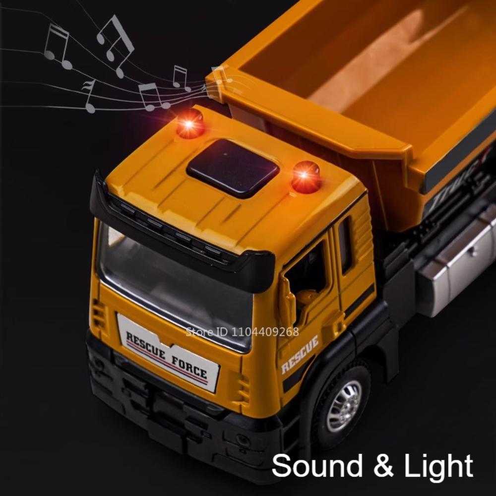 1:32 Dump Truck Military Missile Rocket Launcher Model Toy Car Sound Light Doors Opened Engineering Vehicle Models For Boys Gift