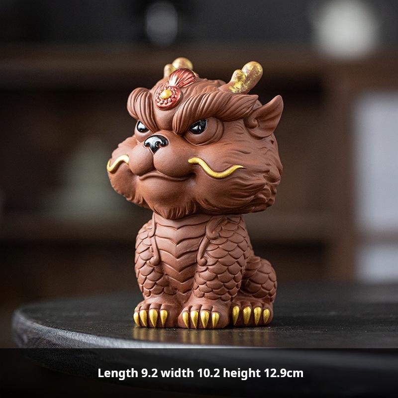 Purplue Ceramic Art Deco Lucky Little Dragon Chinese New Year Home Decoration Tea Table Ornament