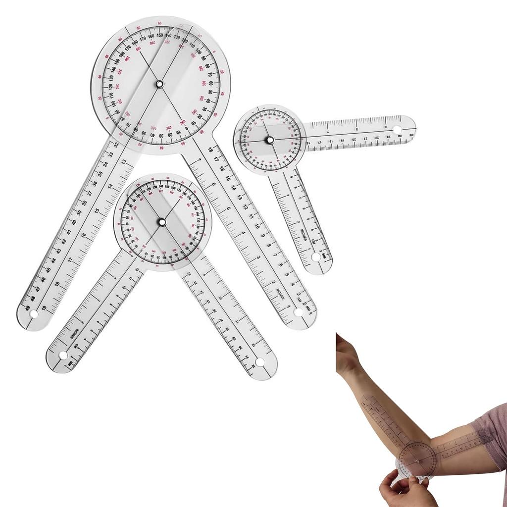 Coollooda Прозрачный пластиковый угломер 360 градусов, 3 шт., измеритель, линейка, транспортир,