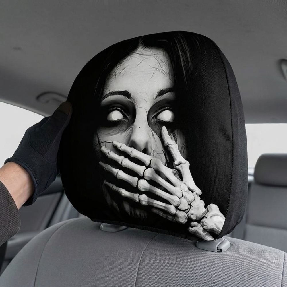 2Pcs Polyester Car Scary Ghost Face Decor Cover Car Interior Decoration