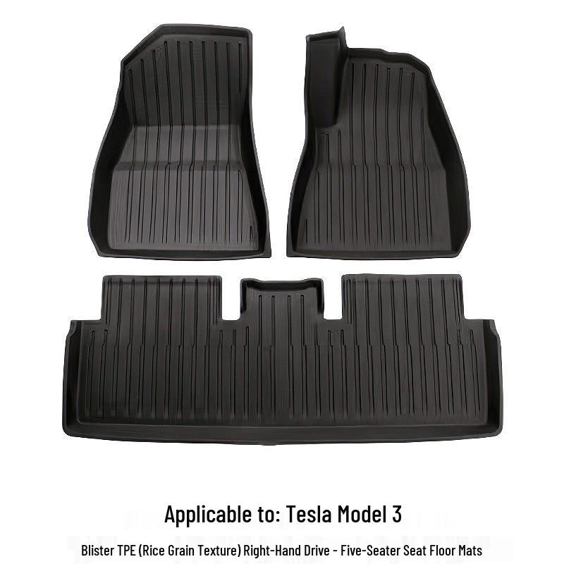 TPE Коврики в салон с текстурой «Рисовое зерно» для Tesla Model 3 – Защитный комплект для тюнинга автомобиля