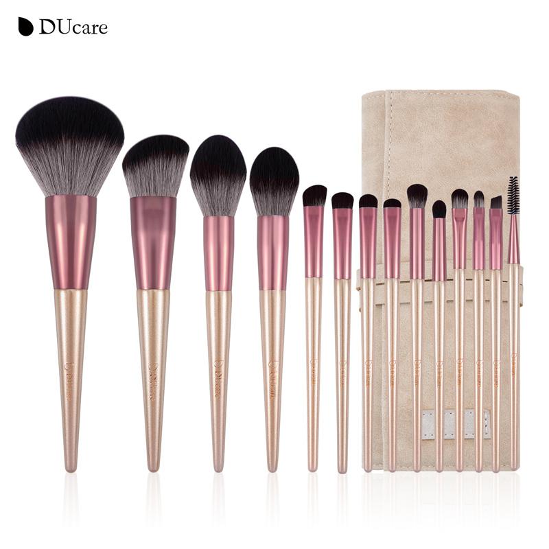 DUcare Makeup Brushes 8-14 Pcs with Makeup Bag, Cosmetic Makeup Brush Set For Foundation Blending Blush Eye Shadow Nylon Hair