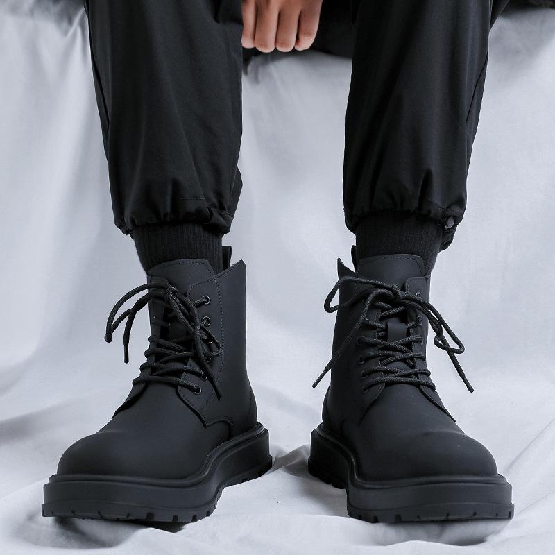 Ботинки Мартин с большой головой мужские осенние новые на толстой подошве увеличивающие рост в британском стиле локомотивные рабочие короткие ботинки 22728-R