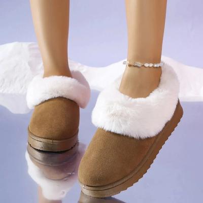Женские зимние ботинки большого размера Модные слипоны Толстая подошва Ленивые хлопковые ботинки на флисовой подкладке Теплые Увеличивающие рост Хлопковые туфли