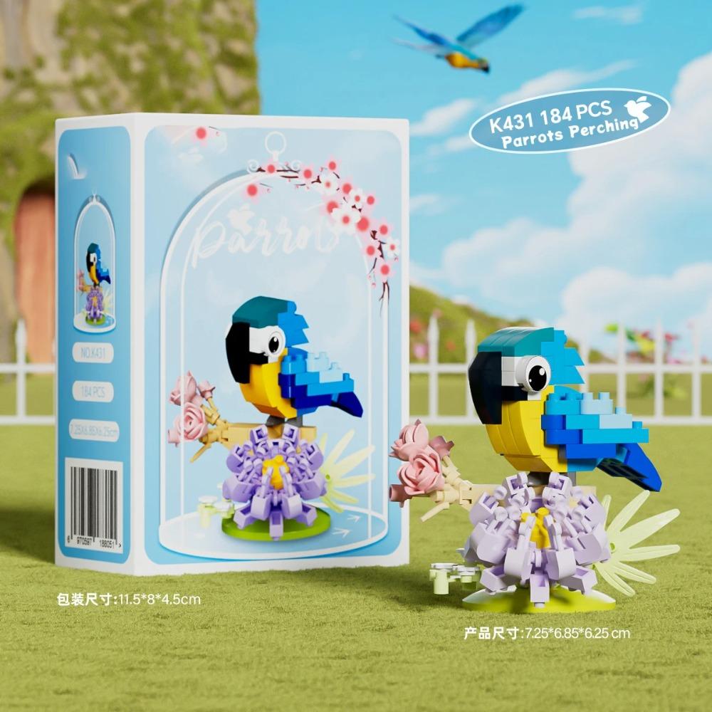 Игрушка Конструктор Животное Птица для Детей Девочка 8 Лет Подарок на День Рождения Мини Развивающий Попугай Сборный Кирпичик Игрушка для Мальчика