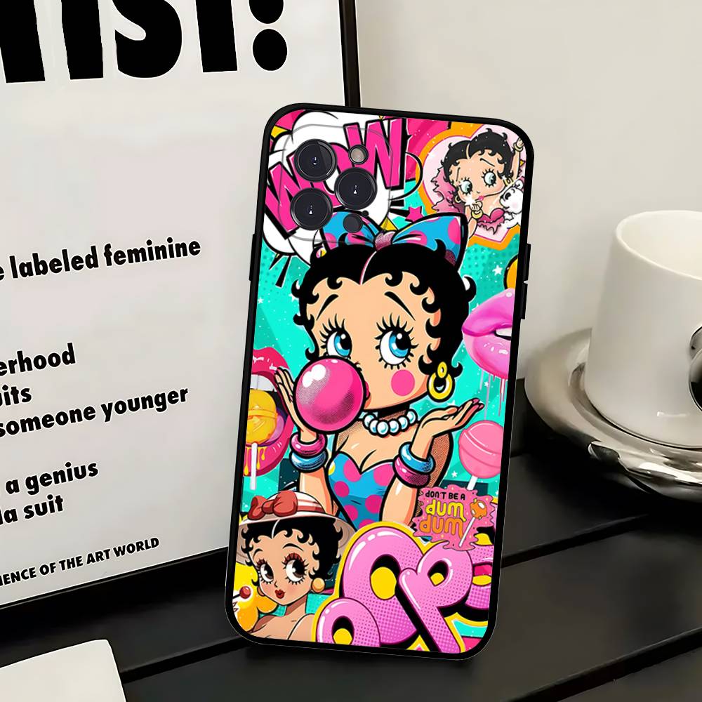 Cartoon B-Betty B-Boop Phone Case For IPhone 14 Plus 13 Mini 11 16 15 17 Pro Max Protection Shockproof