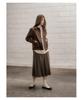 Cotton Bell Elastic Pleated Skirt - Brown