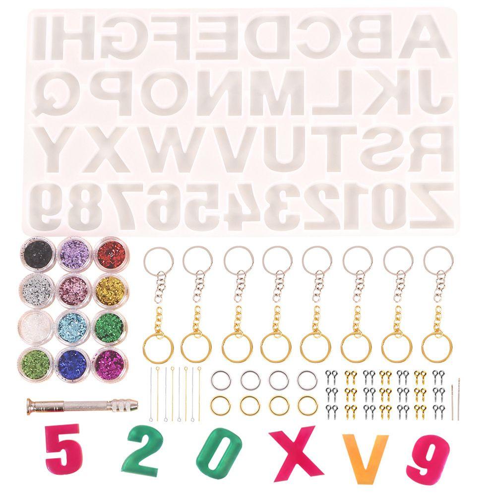 Kits Handmade Craft Crystal Drop Glue Silicone Alphabet Letter Resin Molds Silica Gel Mould