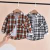 Boys' Long-Sleeve Plaid Shirts - Spring/Autumn: Casual Cardigans & Western-Style Tops for Kids