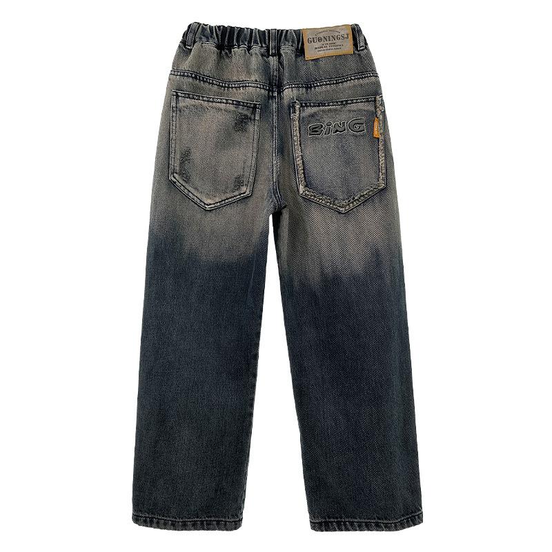 Джинсы для подростков и мальчиков, детские широкие джинсовые брюки для детей, свободные карманы, брюки весна-осень