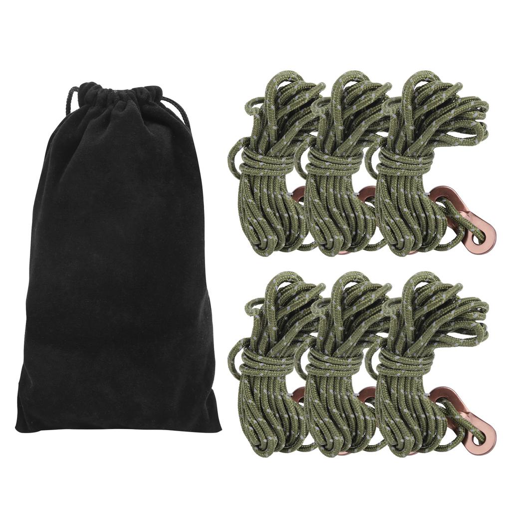 6шт. комплект 4M 3MM светоотражающие тросы для палаток с пряжкой из алюминиевого сплава для кемпинга и пешего туризма светоотражающая армия