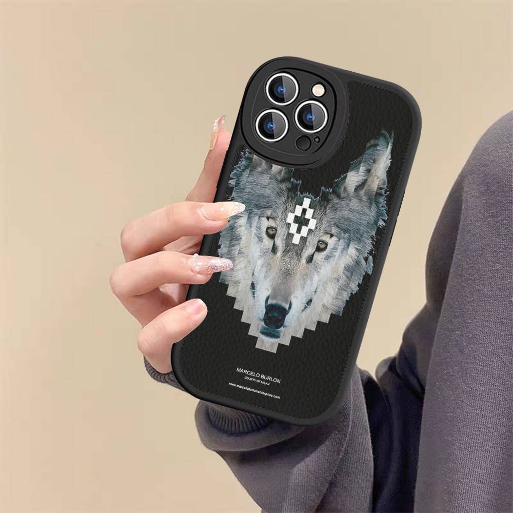 Чехол для телефона M-MARCELO B-BURLON для IPhone 16 15 14 13 12 11 Pro Max Plus Кожаный Мягкий Чехол
