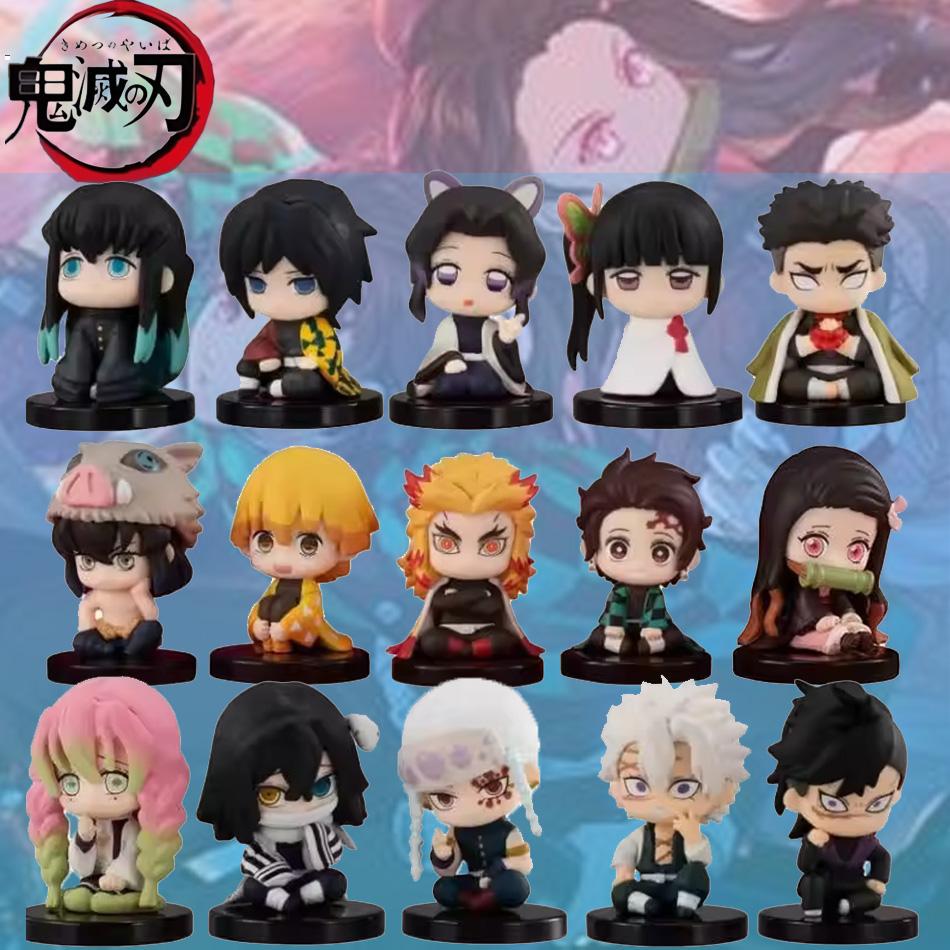 Набор аниме-фигурок Demon Slayer-Nezuko Tanjirou Zenitsu Inosuke Kyoujurou Giyuu-Kawaii Qposket, модель ПВХ, игрушки в подарок, 15 стилей