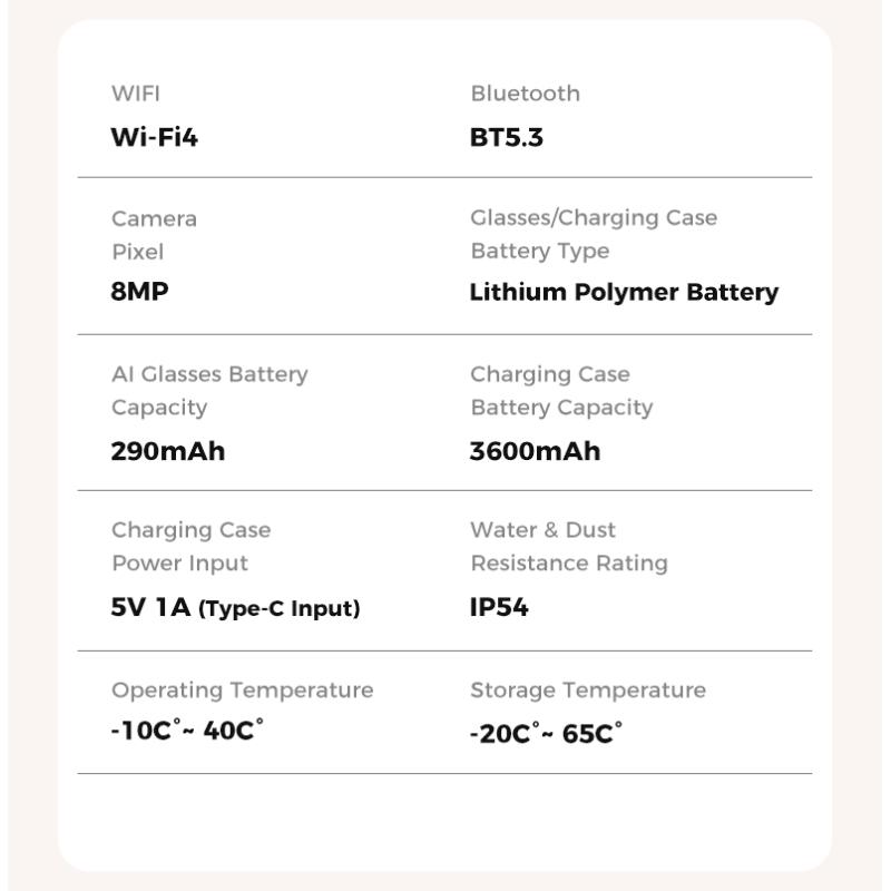 Умные очки M02 Ultra: 8-мегапиксельная камера, Чехол с функцией обратной зарядки, Распознавание объектов по WiFi, Перевод в реальном времени от ChatGPT, Голосовой помощник на базе ИИ