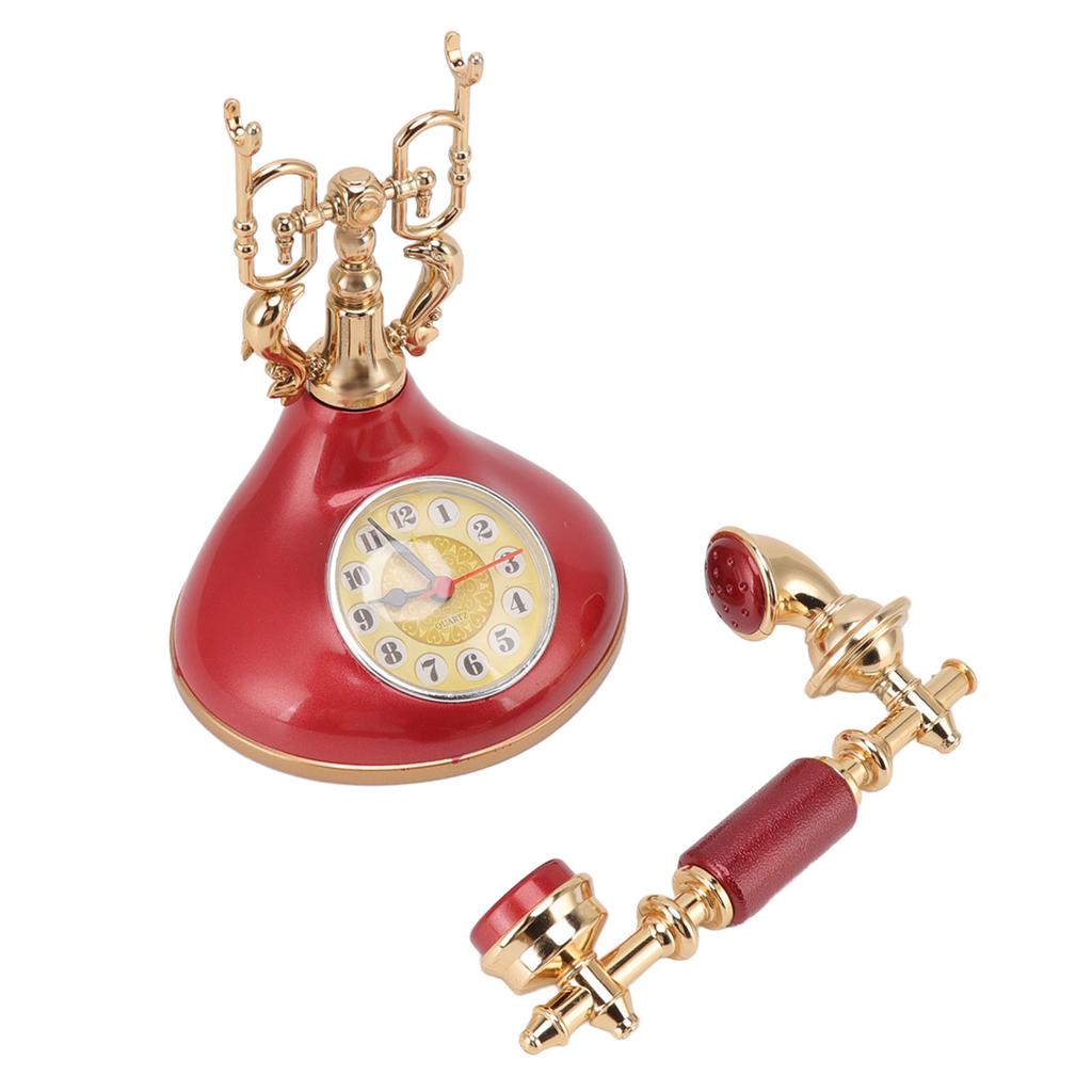 Vintage Telephone Alarm Clock Unique Elegant Accurate Time Bedside Clock Decoration for Home Cafe