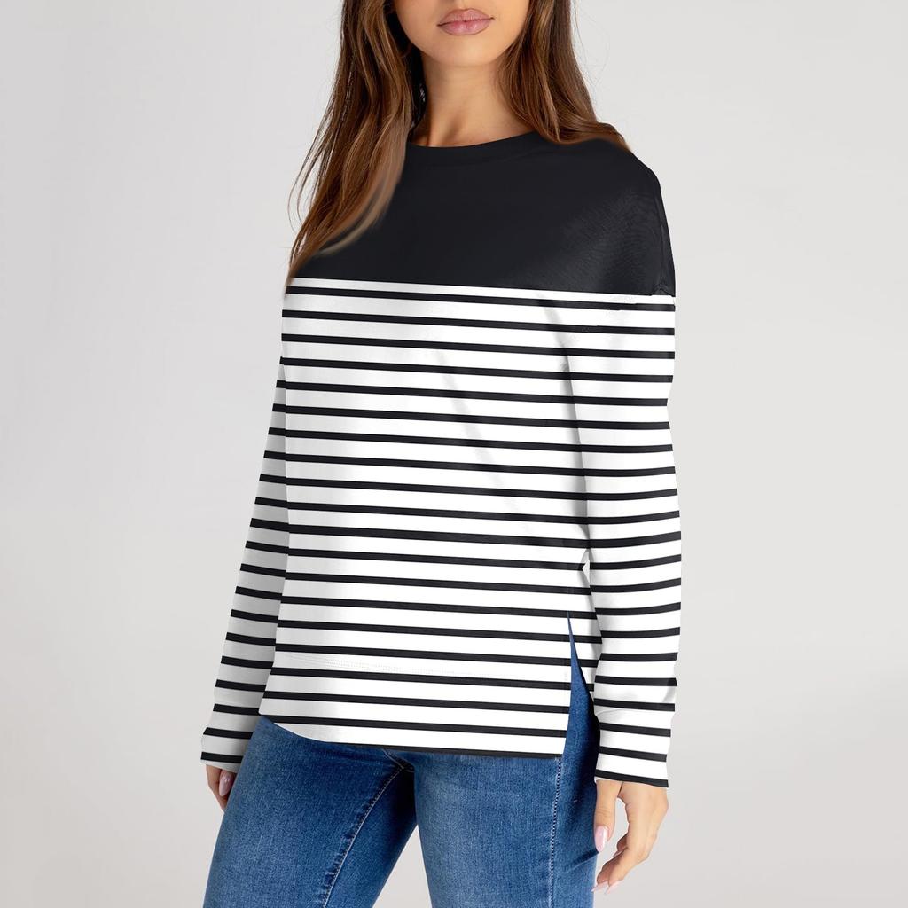 Женский повседневный модный однотонный свитер с круглым вырезом и длинными рукавами