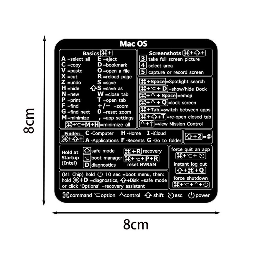 Shortcuts Sticker for Apple Mac OS System Shortcut Key Sticker for 13-16" MacBook Pro 13 /Air 13 Windows Palm Rest
