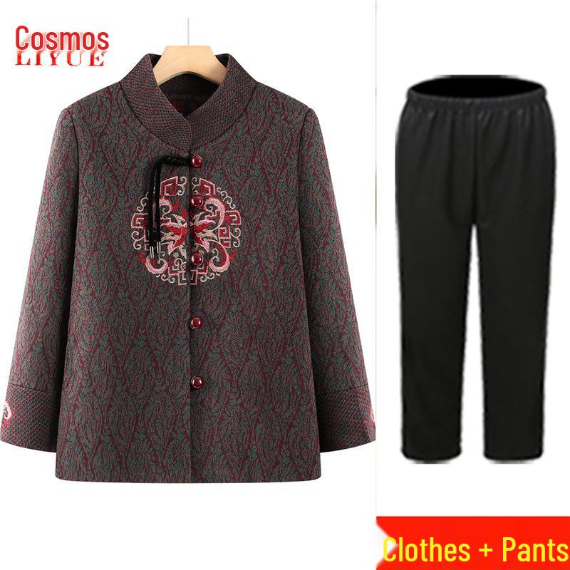 Осеннее шерстяное пальто для женщин среднего и пожилого возраста