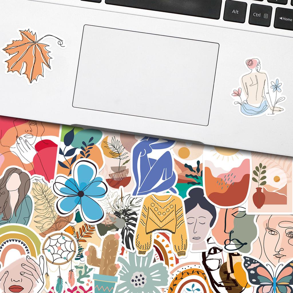 50 Boho Style Series Bosiria Small Flower Stickers, Small Fresh Ins Luggage Decoration