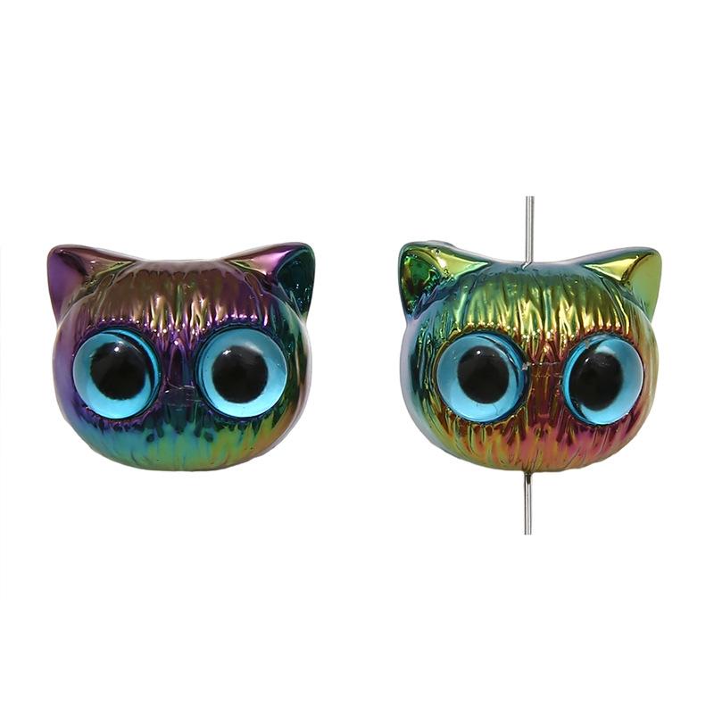 Handmade Beads Acrylic Cartoon Animal Cat Beads Small Waking Lion Straight Hole Beads Children's Handmade Diy Beading String Jewelry Accessories