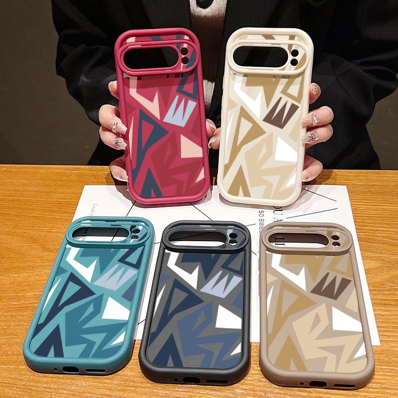 Ударопрочный чехол TPU с геометрическим рисунком для Google Pixel 9 Pro XL 8A 8 7 Pro 7A, матовый мягкий силиконовый защитный чехол для линз телефона