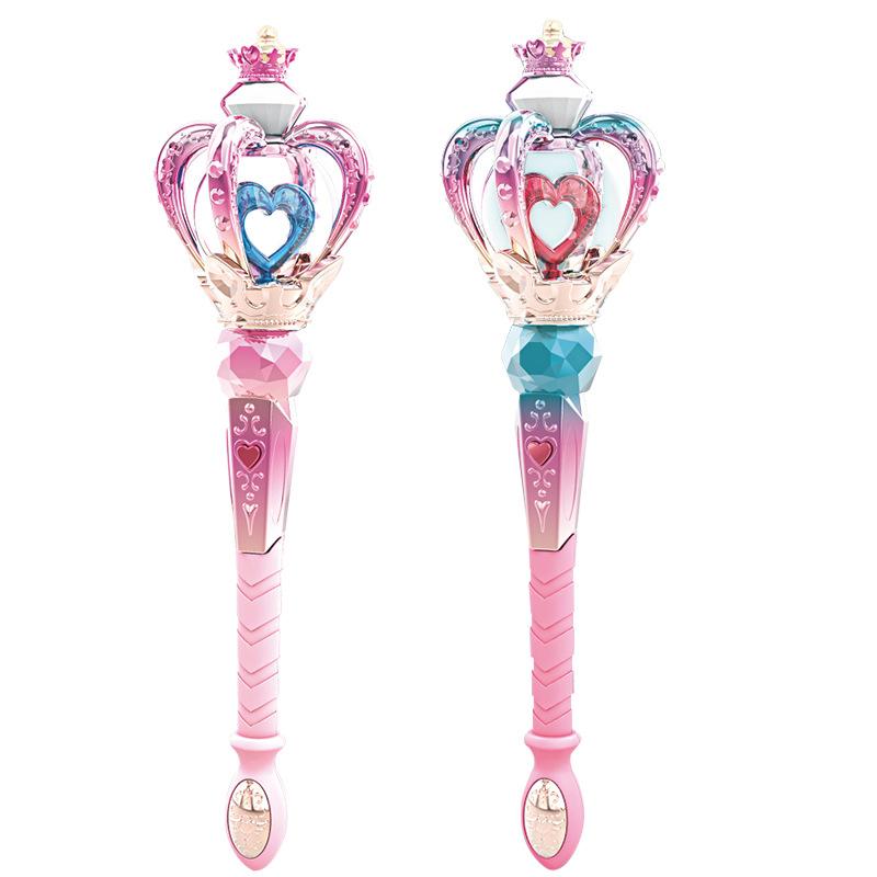 Electric Glow Music Spinning Magic Wand Girl Toy, Children'S Little Princess Flash Fairy Wand Scepter