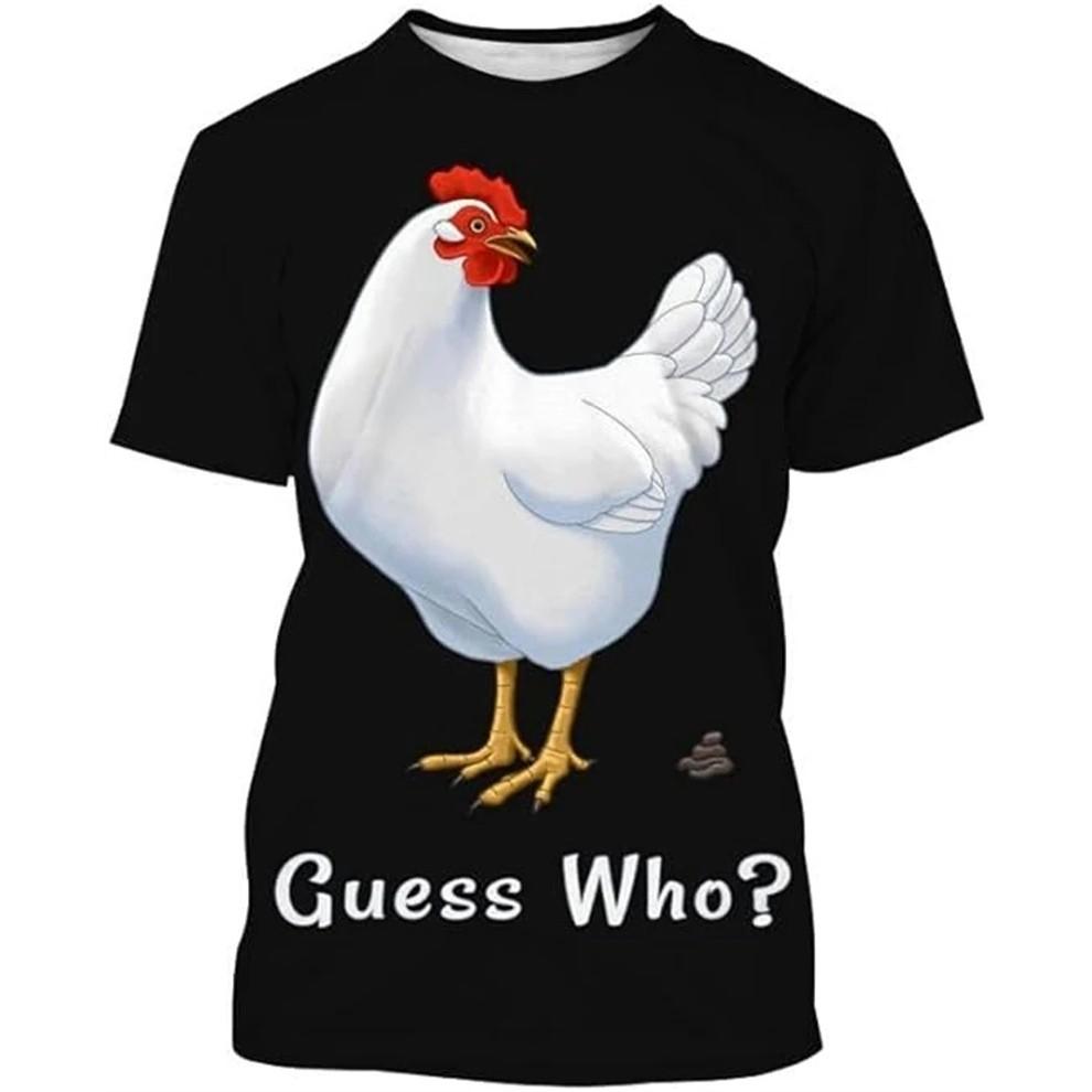 3D Rooster Print Kids Short Sleeve T Shirt Round Neck Relaxed Fit Outdoor Play Summer Daily Clothing