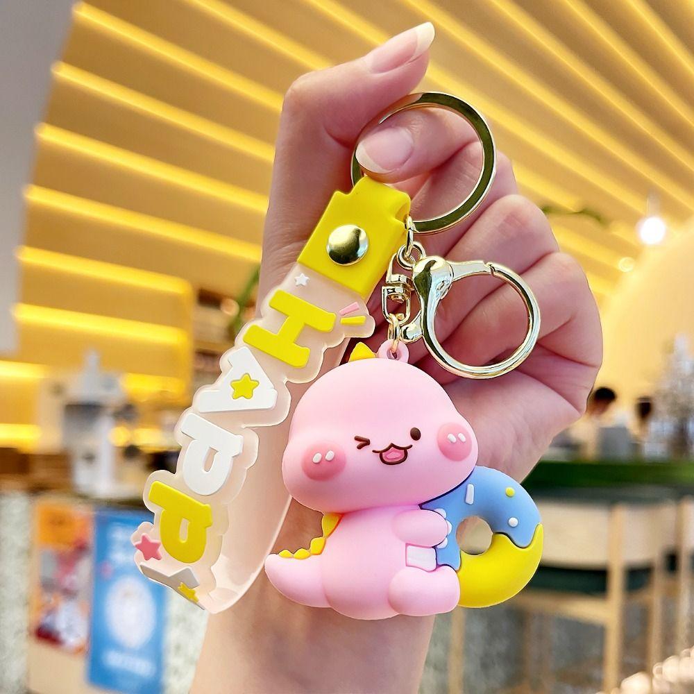 Cute Cartoon Animal Key Ring 3D Car Key Chain Accessories Little Dinosaur Keychain Bag Charm