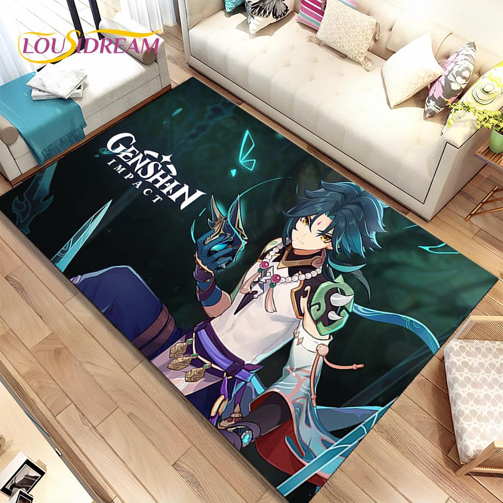 Genshin Impact Cartoon Game Area Rug, ковер для дома, гостиной, спальни, дивана, дверного коврика, кухонного декора, детский нескользящий напольный коврик