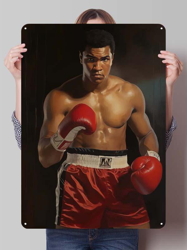 Металлические постеры с изображением Мухаммеда Али, боксера, декор для комнаты, изготовленные на заказ металлические таблички с боксерскими мотивами для украшения стен, ретро-стиль для дома и мужской тематики.
