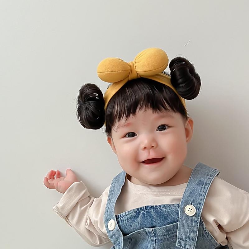 Модный милый детский парик для волос, повязка на голову для детей, бант для девочек, повязка на голову для новорожденных, парик для малышей, шапка, накладка для волос, головной убор для косплея