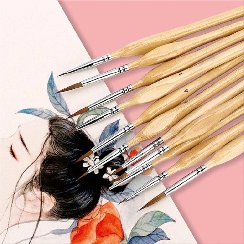 11Pcs Fine Detail Paint Brushes Miniature Brushes for Acrylic Watercolor Gouache Oil Face Painting Scale Model Figurines