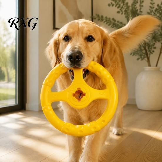Water Fetch Toys for Swimming Dogs Floating Toy, Interactive Dog Toy with Bell, Steering High Elasticity Exercise Gear Wheel Shape, Pool Training