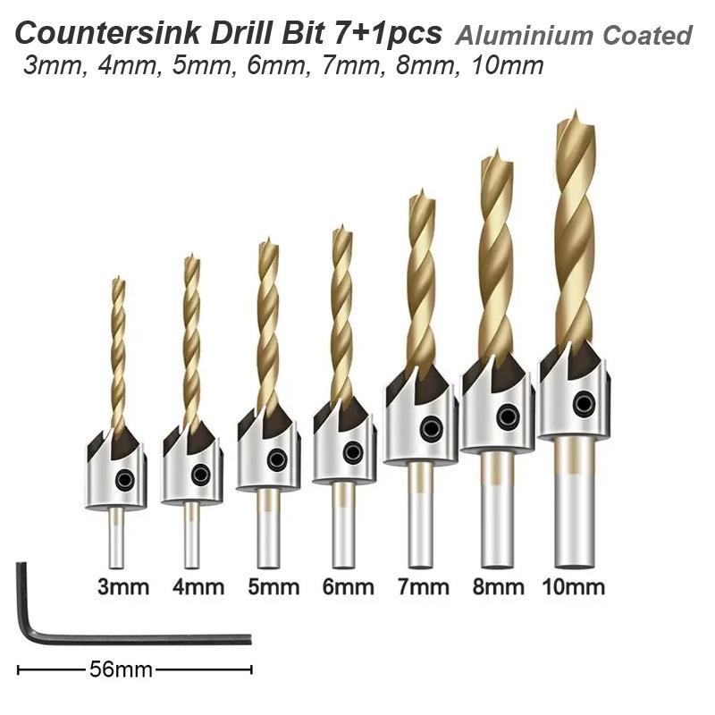 Набор сверл для зенковки из быстрорежущей стали для растачивания фасок по дереву, столярный инструмент, развертка, зенковка, пилотное отверстие