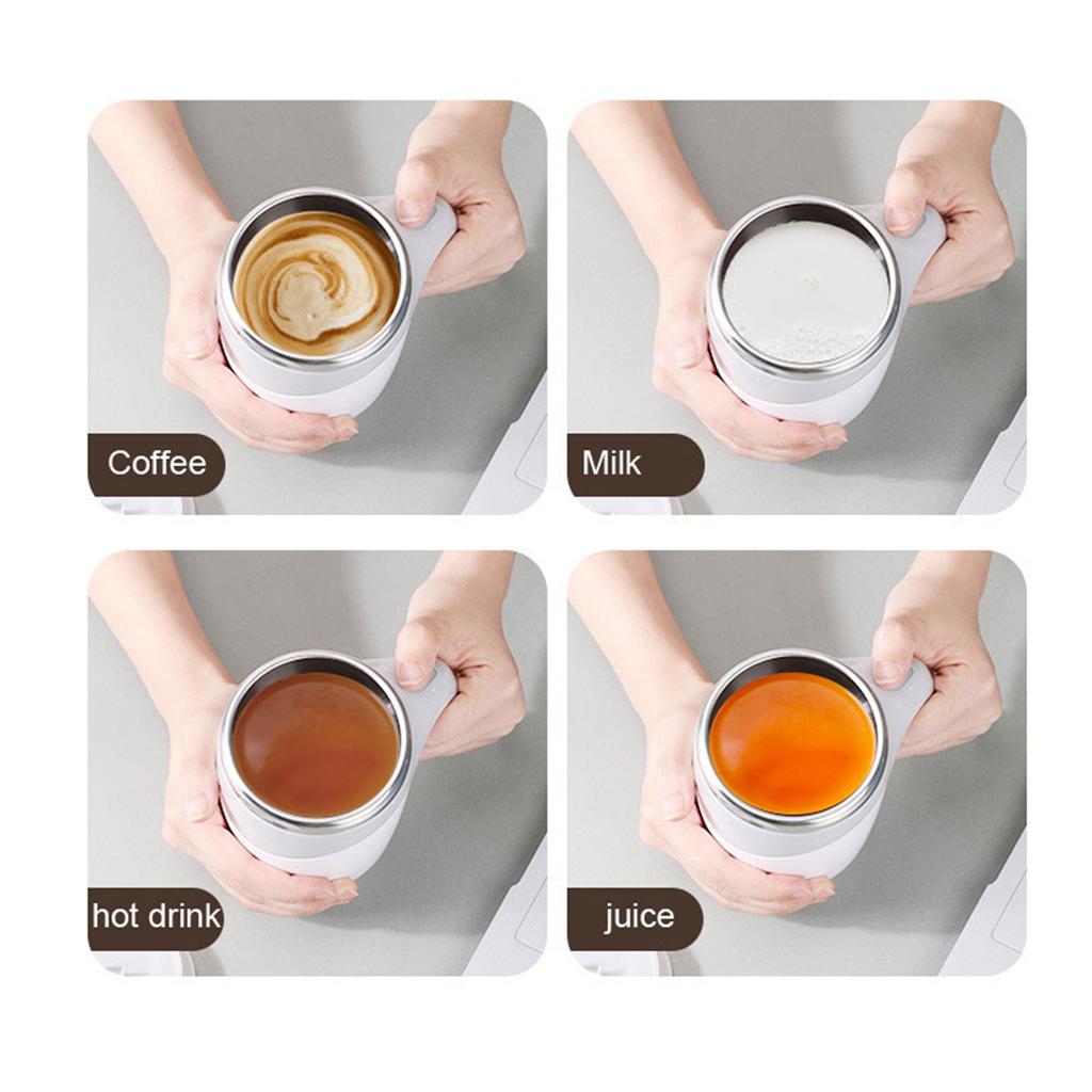 380mL Self Stirring Mug with Lid Automatic Magnetic Stirring Coffee Cup Electric Stainless Steel