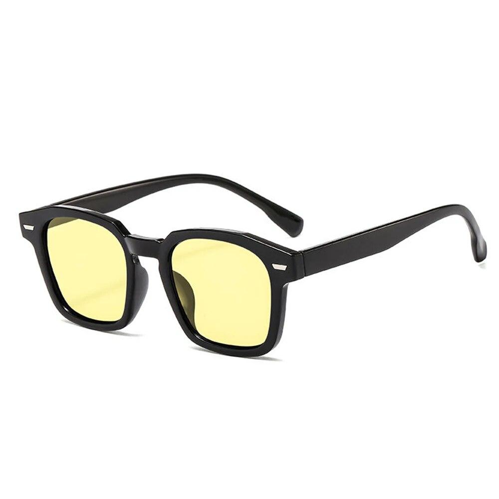 Retro Square Transparent Black Frame Sunglasses Women Men Colorful Lens Eyewear Cool Sun Glasses Retro Versatile Goggles