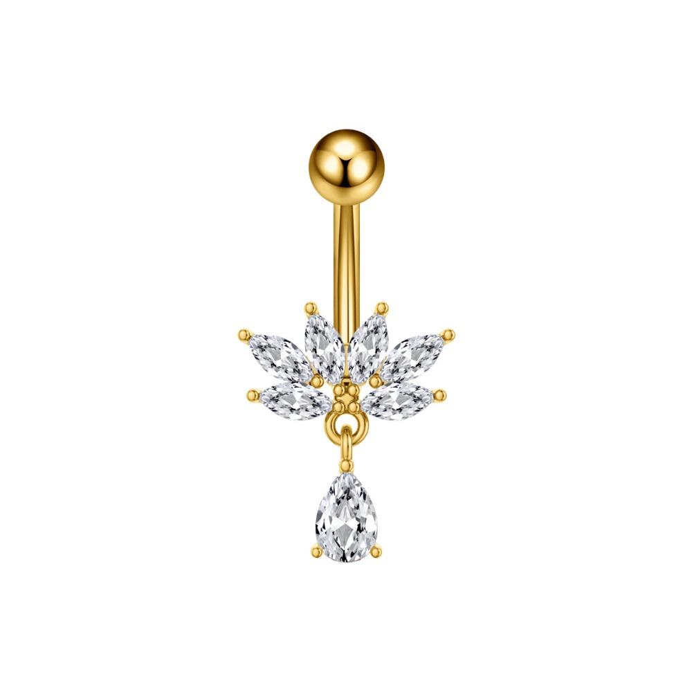 Elegant Crystal Ball Belly Button Rings Copper Shiny Body Jewelry New Gem Navel Piercing  Men