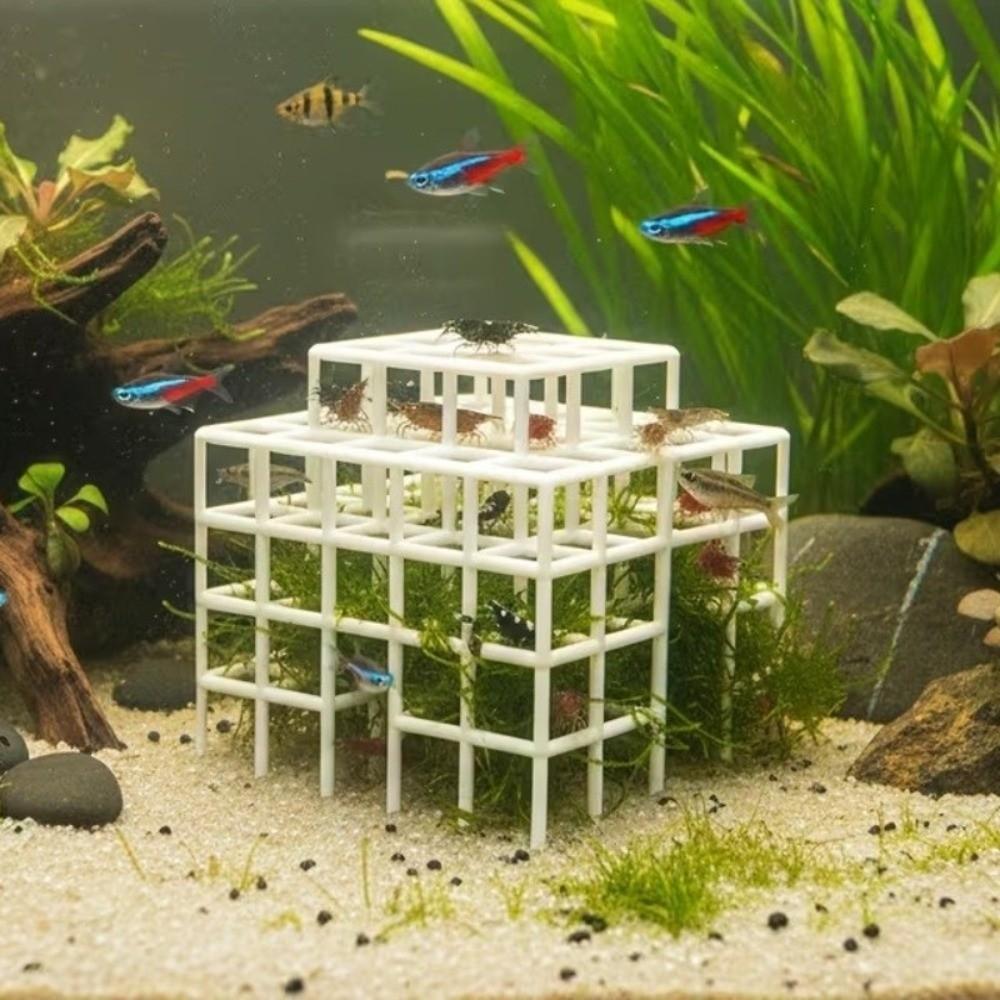 3D-печатное укрытие-убежище для рыбок и креветок, полый пластиковый грот-убежище для аквариума, решетчатый, многоуровневый, натуральный вид, среда обитания для петушка