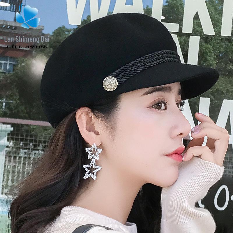 Women's Autumn/Winter Wool Octagonal Hat: Fashionable, Warm, British-Style, Versatile Beret.