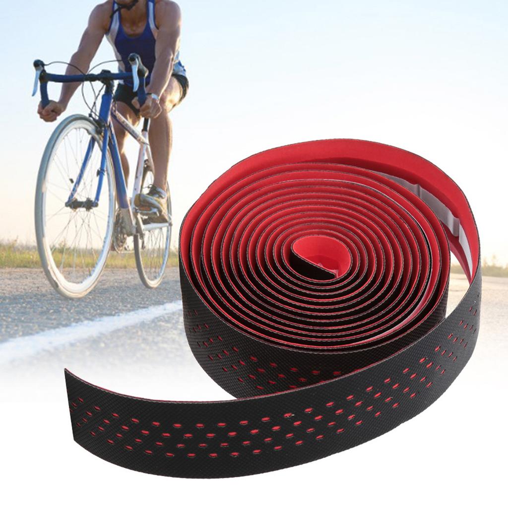 Anti skid PU Road Bike Handlebar Tapes Soft Breathable Mountain Bicycle Handle Bar Wrap(Red)