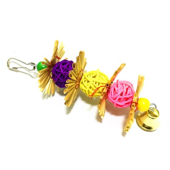 Питомец Птица Попугай Ротанг Мяч Колокольчик Качели Подвесные Лазание Клетка Декор Кусать Жевательная Игрушка