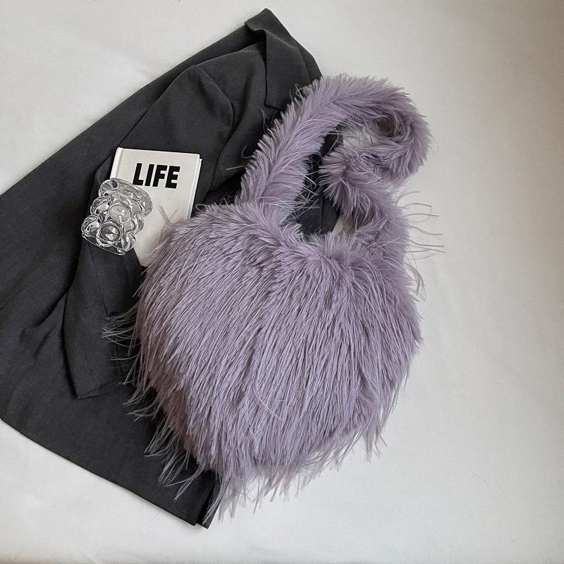 Осень и Зима Новая Повседневная Шерстяная Сумка Большая Вместимость Сумка-Тоут Модная Сумка на Одно Плечо Под Мышку Сумка Ручная Сумка Плюшевая Сумка