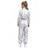 Unisex Kids Metallic Jacket Turn Down Collar Long Sleeve Outwear with Shiny Pants Dance Set